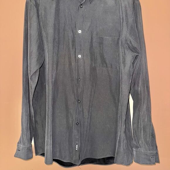 Alfani Men's Suede Blend Long Sleeve Button Down Dress Shirt Black Size Large - Picture 5 of 7